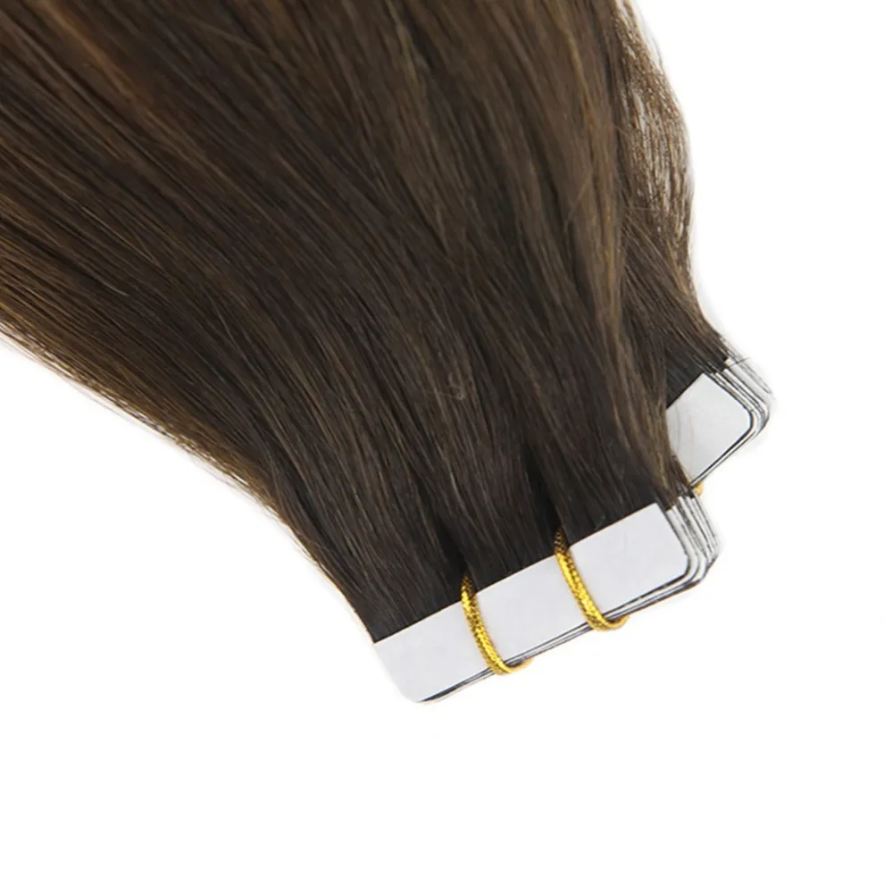 Moresoo 14-2" лента для наращивания волос Skin машина Remy человеческие волосы из PU искусственной кожи, на Клейкой Ленте имитирующей кожу прямые волосы#2/6/iPad Air 2 коричневый 2,5 г/шт