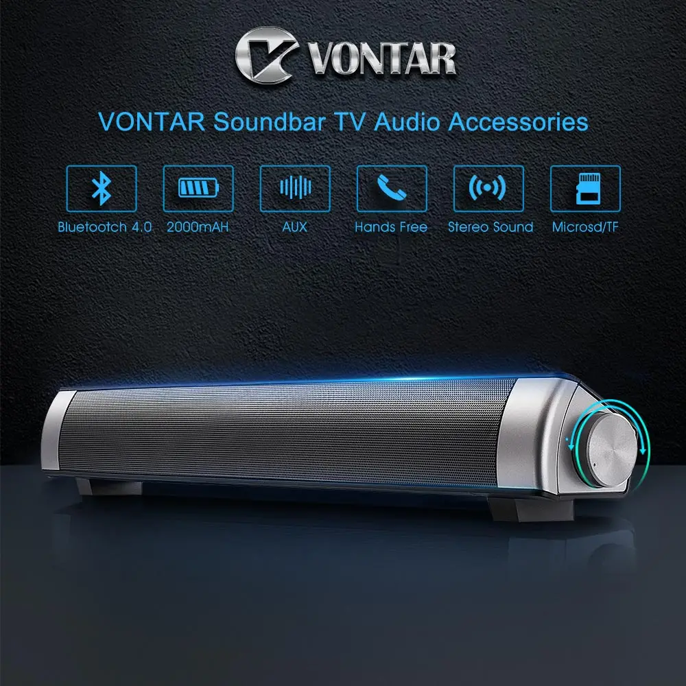 

VONTAR Sound Bar Wireless Sub woof Bluetooth Speaker F2 Enhanced TV Remote Control Sound bar TF Card Plugging Family Indoor