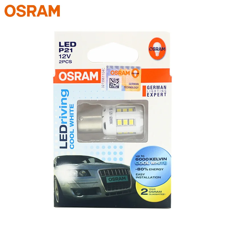 

OSRAM LEDriving Standard Suitable LED S25 P21W 7456CW 1156 6000K Cool White Car Turn Signal Light Fog Lamp Reverse Bulb (Twin)