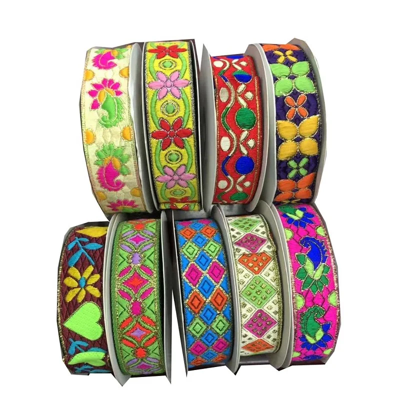 

9yards/lot wide about 2.5cm Woven Jacquard Ribbon flowers design for curtain and clothing accessory LS-0924