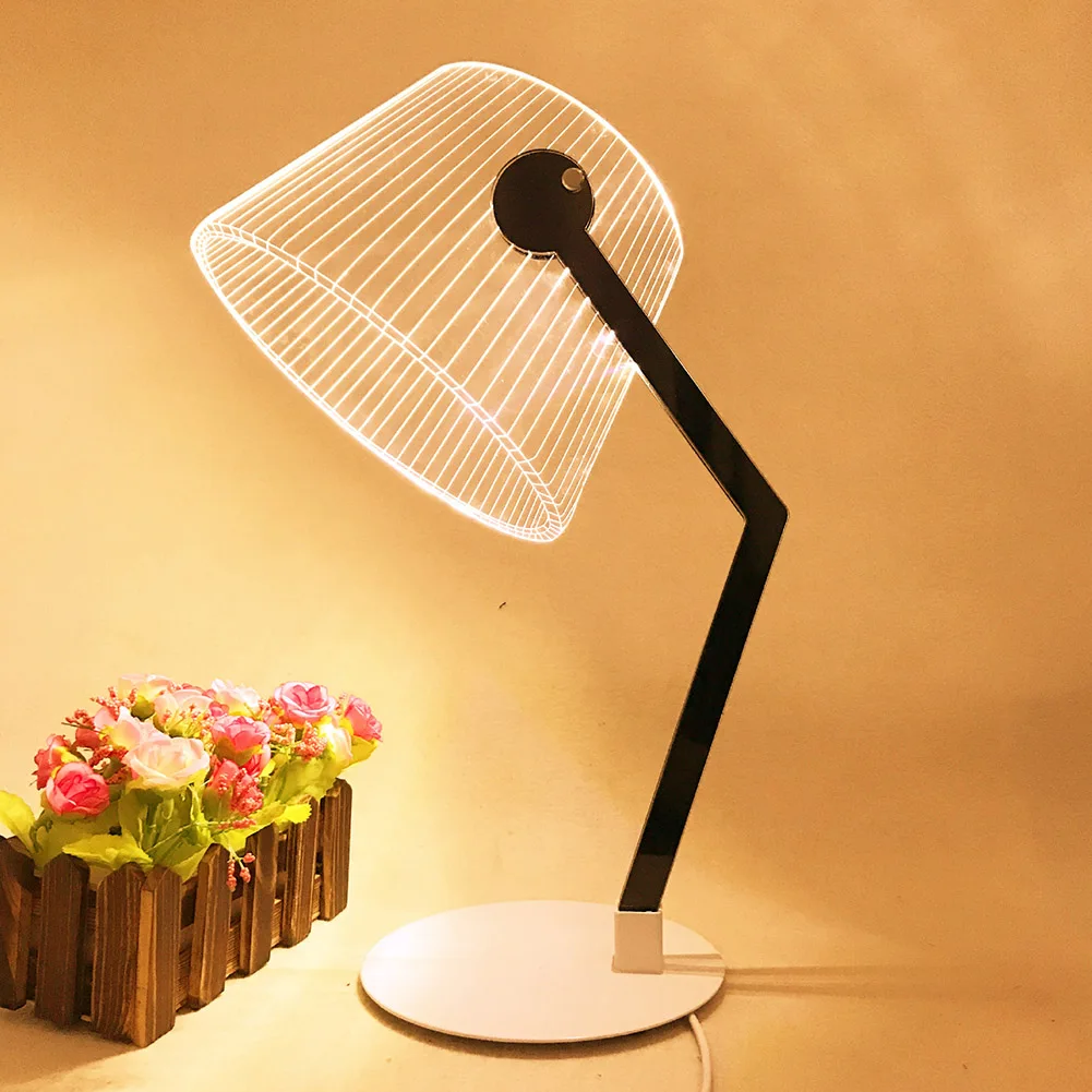 

Night Light 3D Effect Energy Saving Push Button Led Bedroom Home Acrylic Decoration Reading Desk Lamp Living Room Stereo Vision