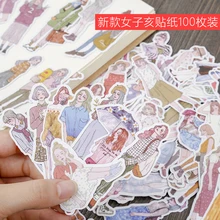 100pcs/pack cute Girls stickers Diary Stickers Scrapbooking Decoration Paper Stationery DIY Sticker School Supply waterproof novelty gudetama lazy egg cartoon stickers diary sticker scrapbook decoration pvc stationery diy stickers school office supply