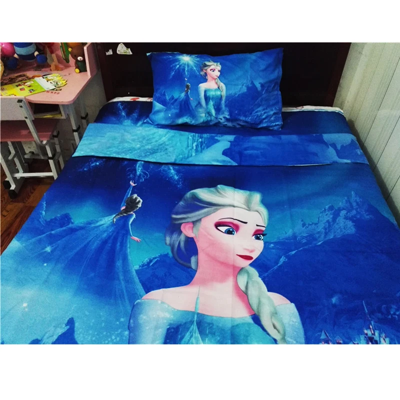 الكرتون الأزرق المجمدة الأميرة إلسا آنا الاطفال حاف غطاء الفراش مجموعة الأطفال تعيين نوم ديكور التوأم/حجم واحد ل 1.2 متر السرير