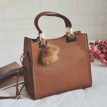 

Square Retro Women Handbag Designer High-quality Leather Shoulder Messenger Bag for Ladies Simple Fashion Hairball Female Bag