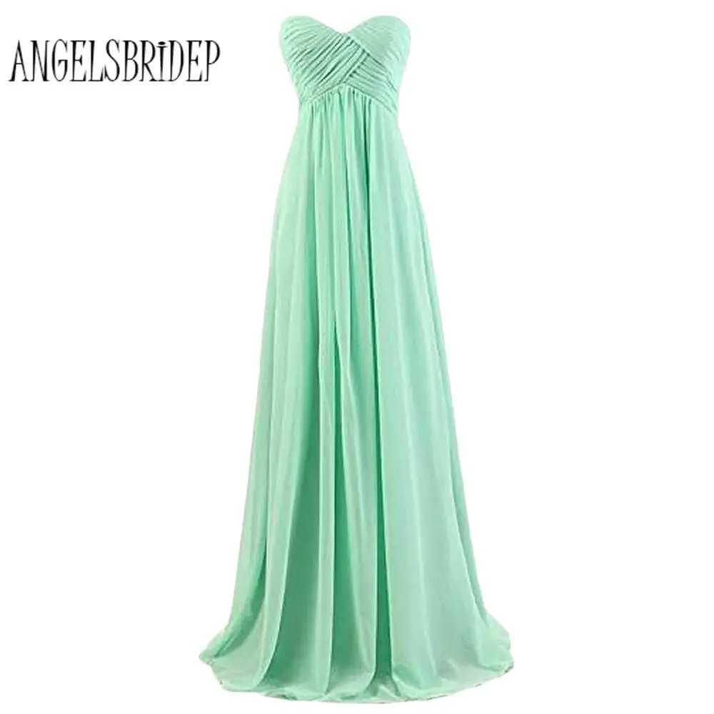 ANGELSBRIDEP простое ТРАПЕЦИЕВИДНОЕ платье для выпускного вечера платья без бретелек мятно-зеленое платье в пол вечерние платья Быстрая