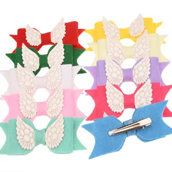 

120PCS Fashon Hair Bows with Angel wing Clips Boutique Barrette Flower Hair Accessories hair clips for women Cute Hairclip