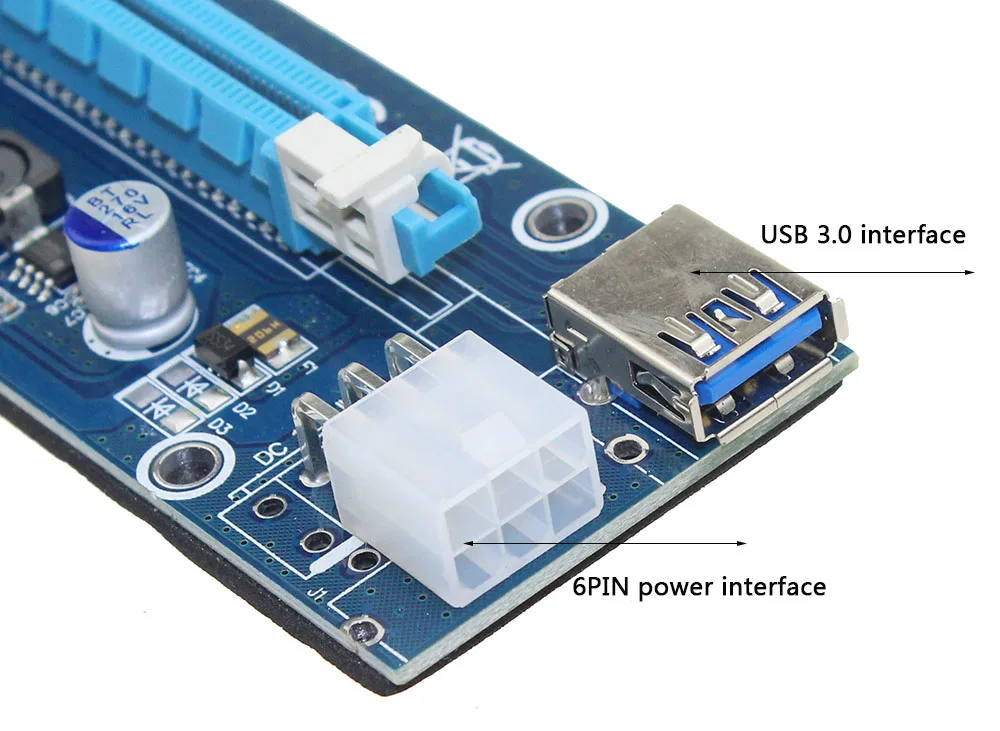 PCI E Райзер Express 1X до 16X карта Райзера USB 3 0 SATA кабель питания BTC для майнинга