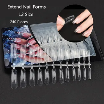 

240Tips/Set Transparent False Nails for Extension Acrylic Nails Mold with Scale Tools Extend Nail Forms Nail Tips Gel Varnish