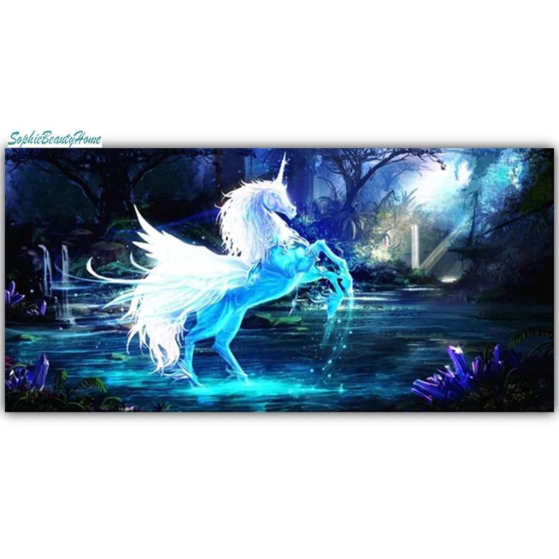 

Sophie beauty home 5D DIY Diamonds Embroidery Night Horse Mosaic Cross stitch Wall Sticker Decoration Crafts