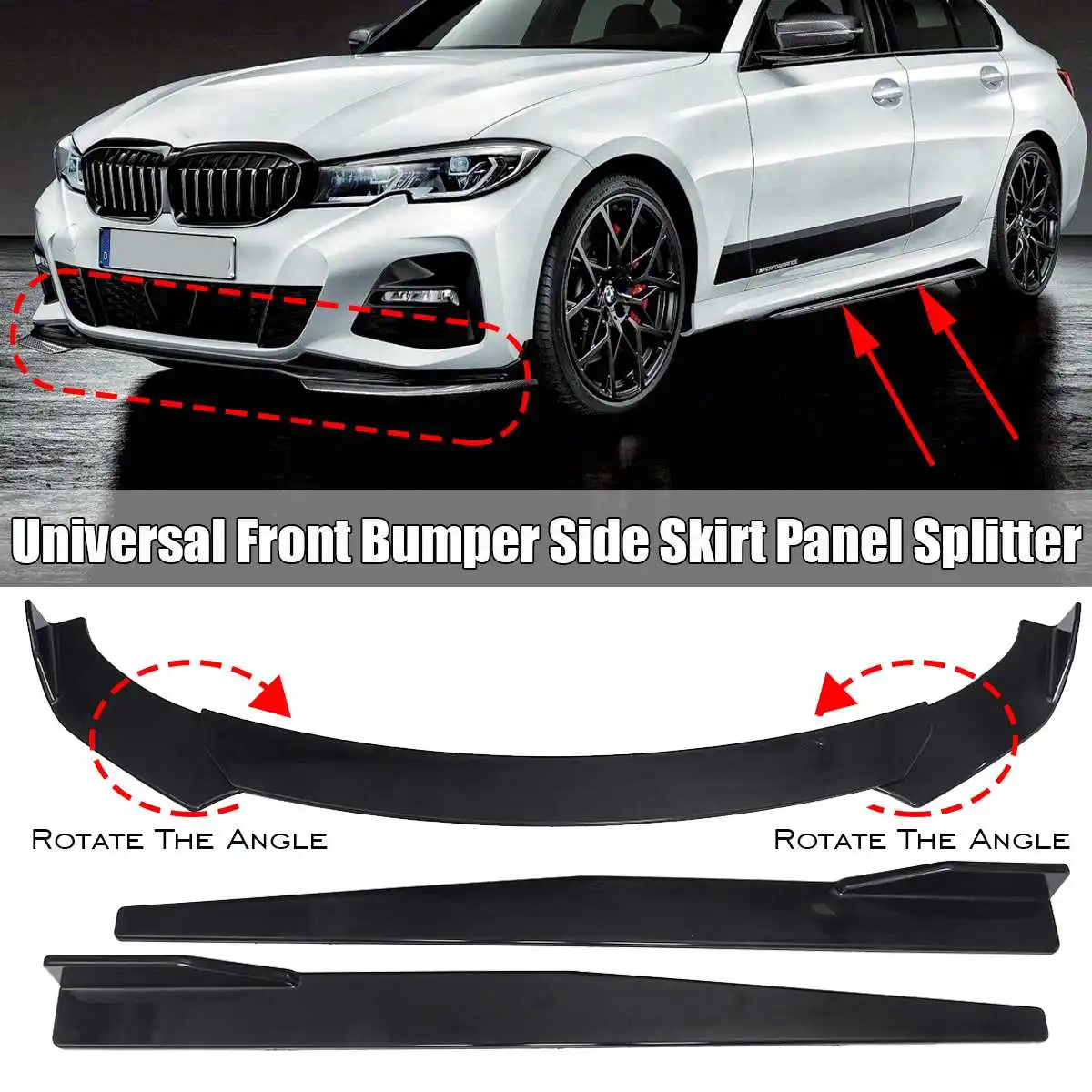 

5Pcs/Set Universal Front Bumper Side + Universal Car Skirt Panel Splitter For Civic For BMW For Audi For Benz For Mazda