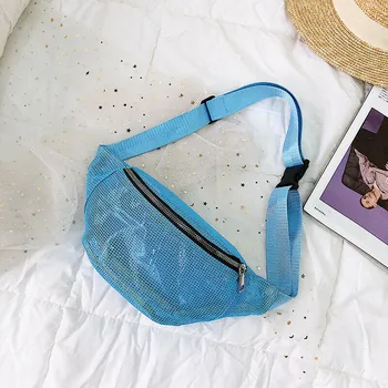 

Women Casual Waist Bag New Sheer Mesh Large Capacity Fashion Hip Purse Traveling Bags 6 Colours Soild Color Crossbody Chest Pack