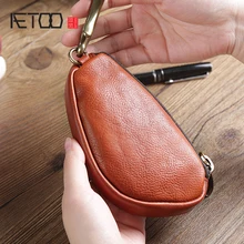 AETOO Ретро мужской леди кожа большой емкости ключ Баотоу слой коровьей автомобиля ключ пакет с карты бит медной пряжкой