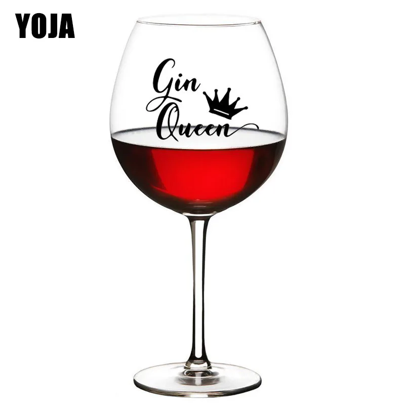 

YOJA 6.5X4.7CM 6pcs Gin Queen Birthday Party Wine Glass Sticker Creative Home Wall Decal Decor G1-0021