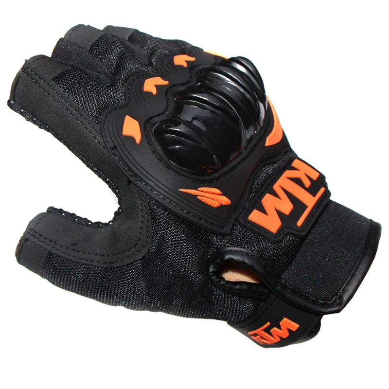 Half Finger Racing Motorcycle Gloves Motocross Luvas Guantes Orange