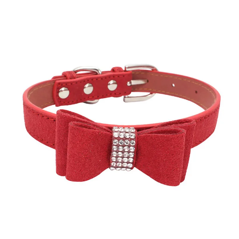 Fashion Cute collar for cats Exquisite Adjustable Bowknot Diamond Dog Pet Accessories pet Product Leash and Harnesses A14 (1)