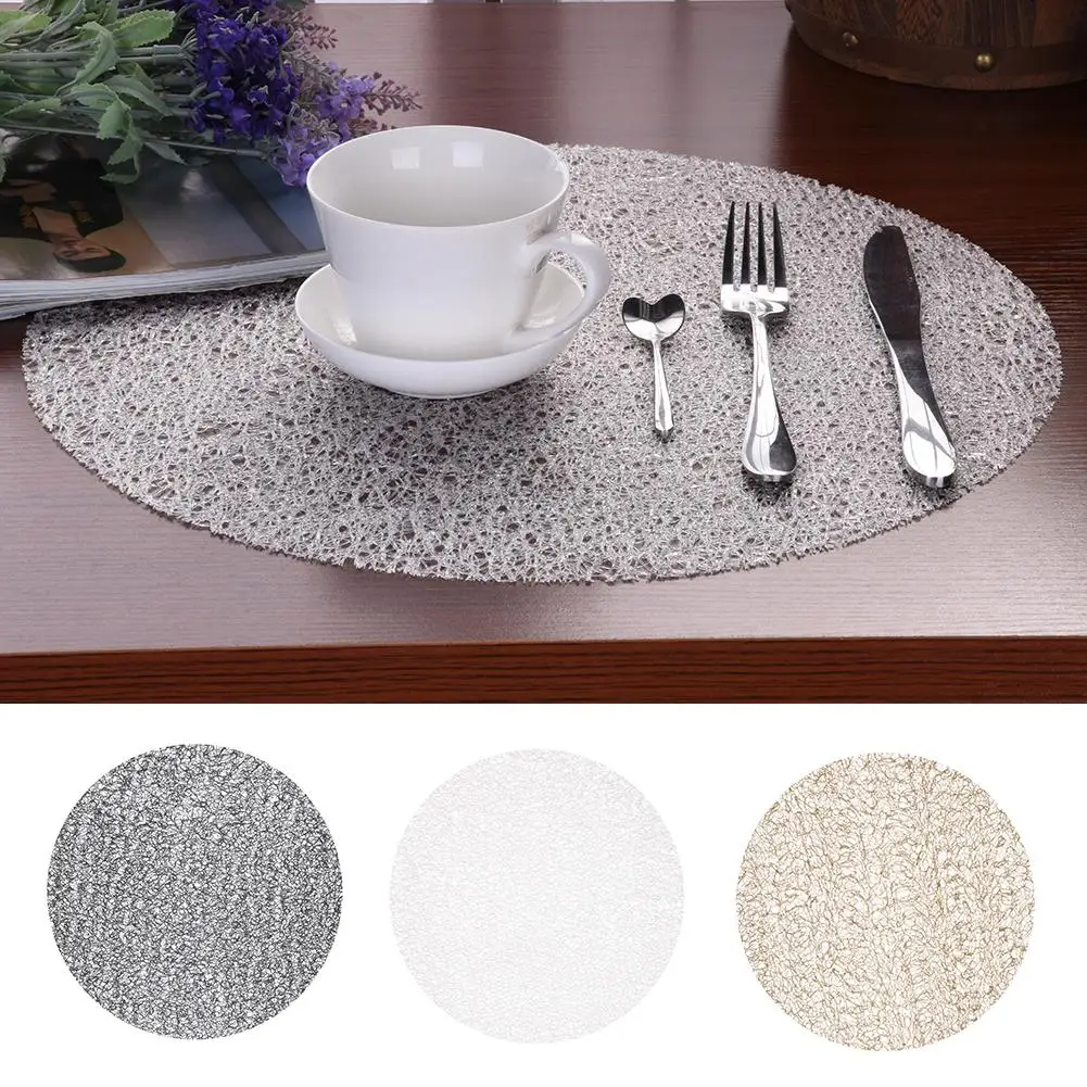 

38CM Round Transparent Crystal Children's Table Mats Non-Slip Plastic Placemat Circle Coasters