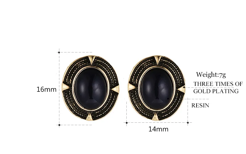 Винтажные круглые серьги с большим черным камнем из смолы 2020|jewelri|jewelry adornmentjewelry gift