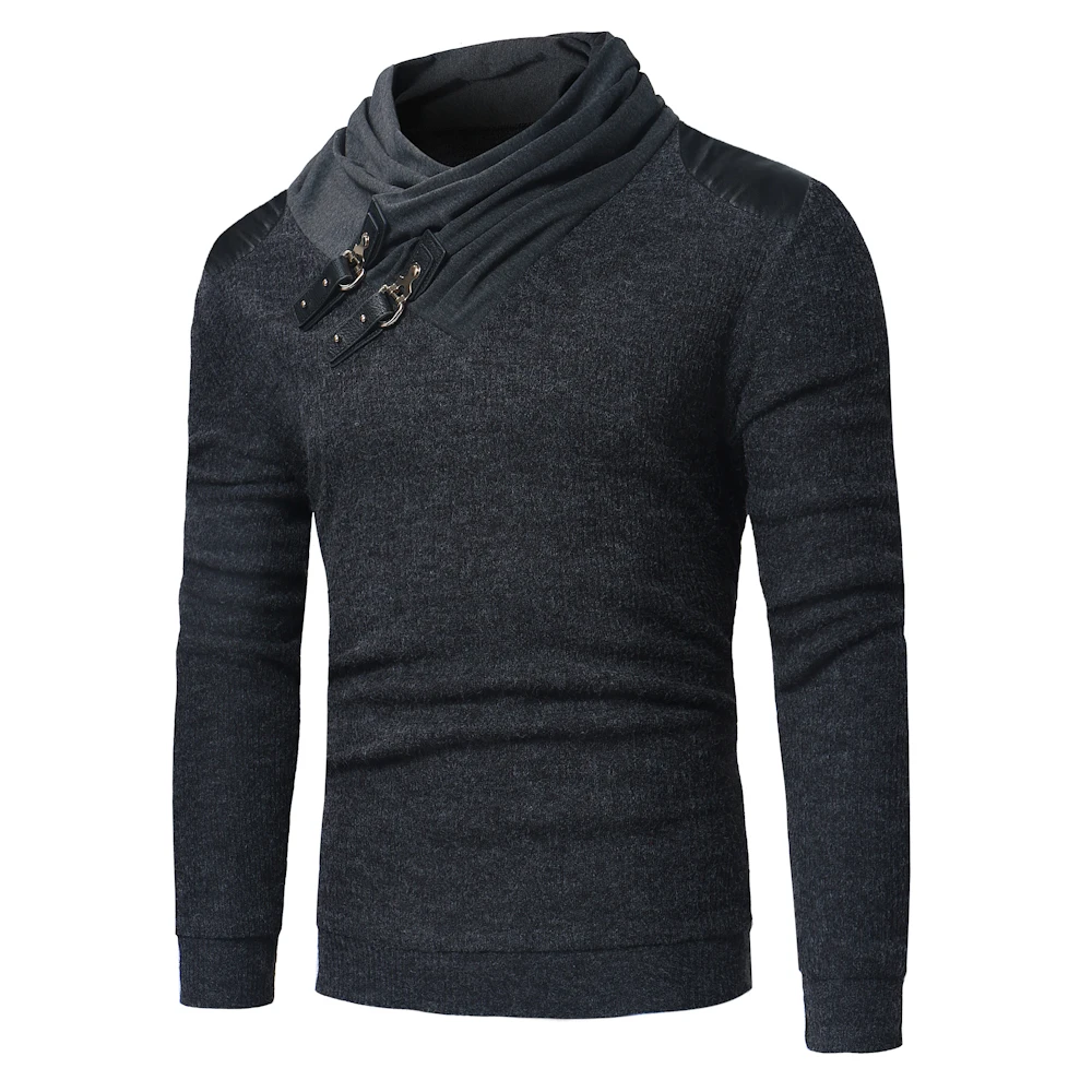 Пуловер Для мужчин 2018 мужские брендовые Повседневное тонкие свитера Классический Высокий воротник простой сплошной Цвет Для мужчин свитер