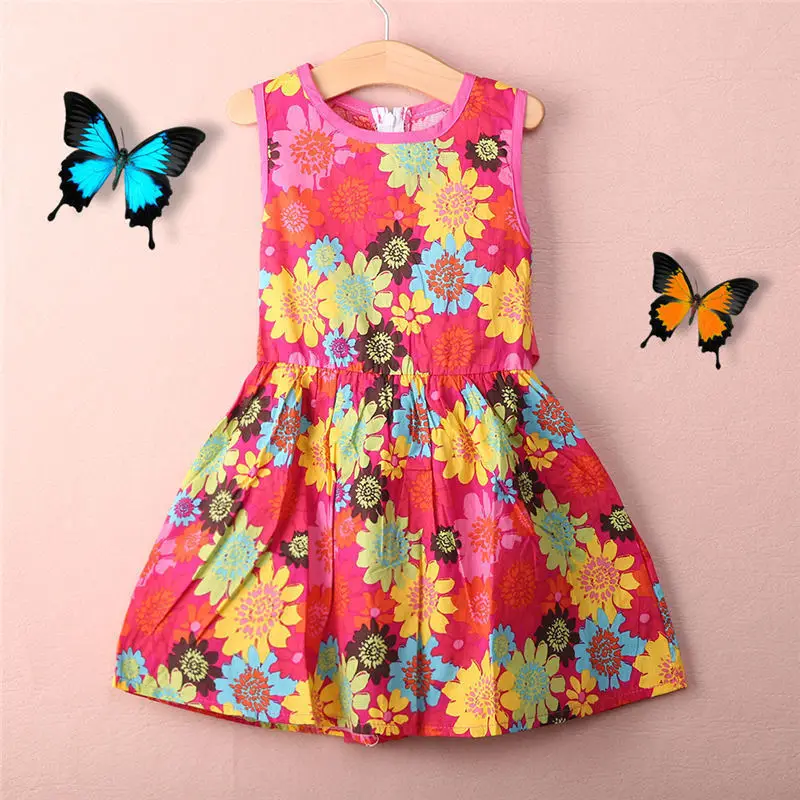 

Toddler Kids Girls Summer Princess Floral Lace Pierced Party Dress