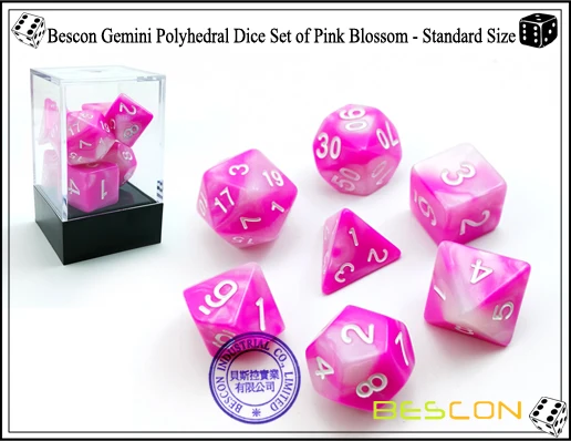 Bescon Gemini Polyhedral Dice Set of Pink Blossom-1