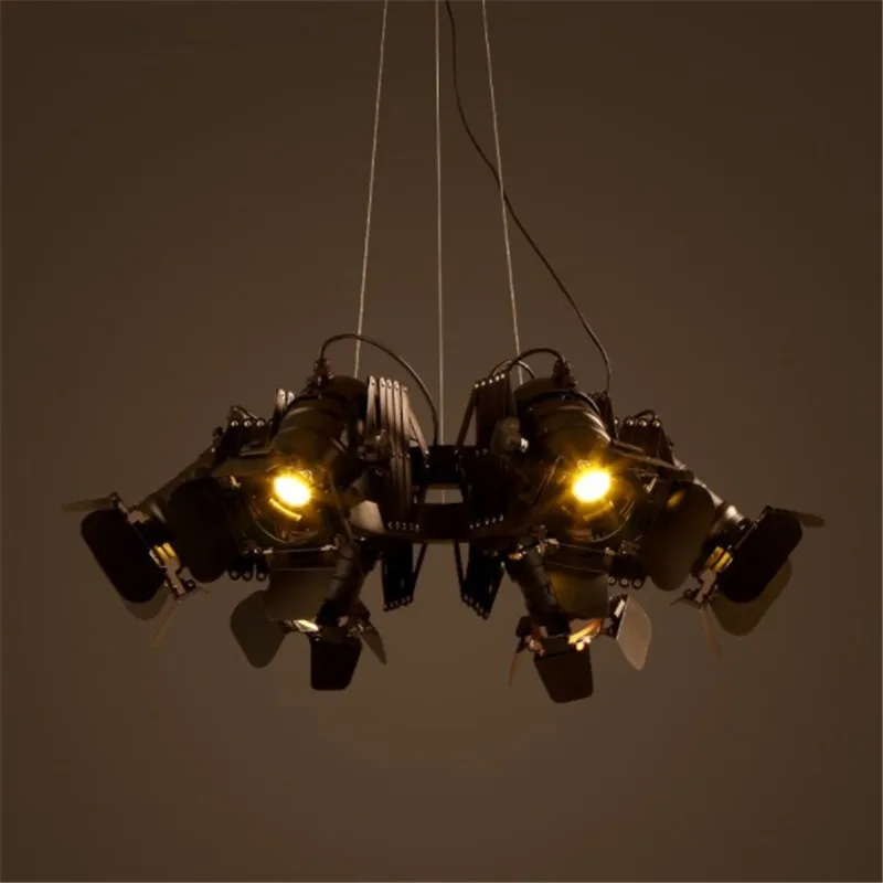 Adjustable Vintage loft industrial chandelier creative retro bar restaurant cafe Iron telescopic spotlights clothing store light