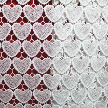 

5Yards Heart African Lace fabric Mesh Plain White African Cord Lace Guipure Gown Lace Fabrics Wedding Party Dress Accessories