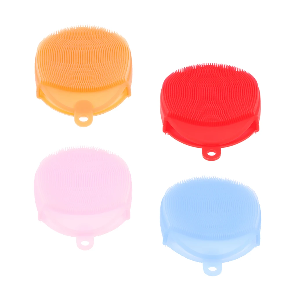 Silicone Massage Bath Glove Brush Shower Exfoliating Body Massage Scrubber Red / Orange / Pink / Blue
