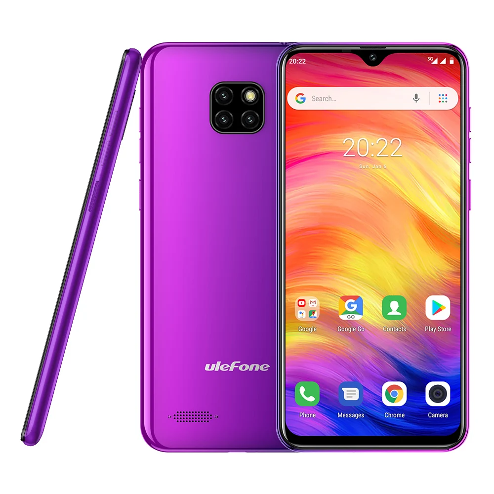 Ulefone Note 7, смартфон, 6,1 дюймов, 19:9, экран капли воды, четырехъядерный мобильный телефон, 1 Гб+ 16 Гб rom, мобильный телефон, Android 9,0, три камеры