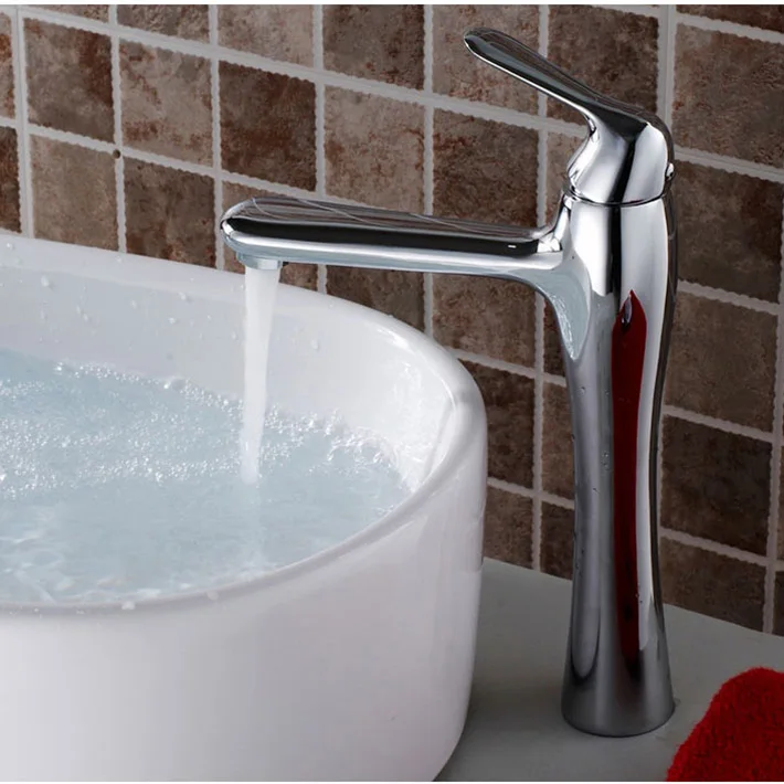 

Contemporary Chorme Polish Basin Faucet Bathroom Vessel Sink Tap Hot&Cold Faucet Deck Mounted