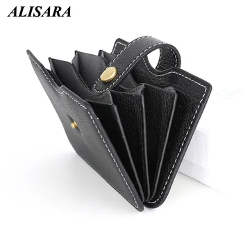 

Alisara Accordion Card package Credit Card Case Genuine Leather Fashion Slim Card Holders Coin Purses ID/Name/Bus Card Holder