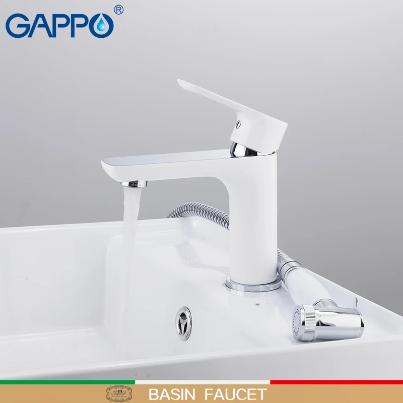 Billig GAPPO Becken Armaturen weiß und chrom wasserfall wasserhahn waschbecken mixer mit spray waschbecken wasserhahn messing wasserhahn bad armaturen