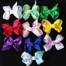 300 шт. девочки Бант Шпилька высокое качество 3 ''бант для малышей корсажная лента повязка для волос с бантом Красочные г