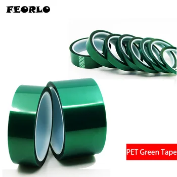

5/6/8/10/12/15mm Green Pet Tape Heat-resistant PET High Temperature Shielding Tape for PCB Solder Plating Insulation Protection