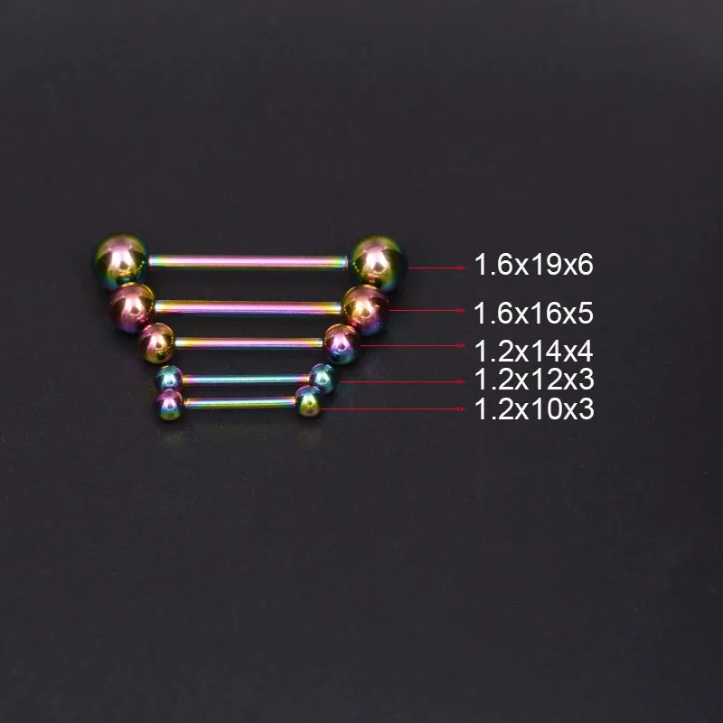 2 Pcs Tongue Piercing Titanium Plated Piercing Tongue Rings Bars Girls 14G Tongue Piercing Industrial Barbells Quality Body Ring - Image 2