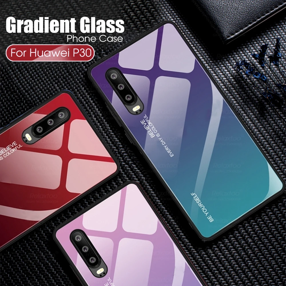 

P 30 Pro Lite Case For Huawei P 30Pro Gradient Tempered Glass Cases For Huawei P30Pro Soft Silicone Back Cover P30Lite P 30Lite