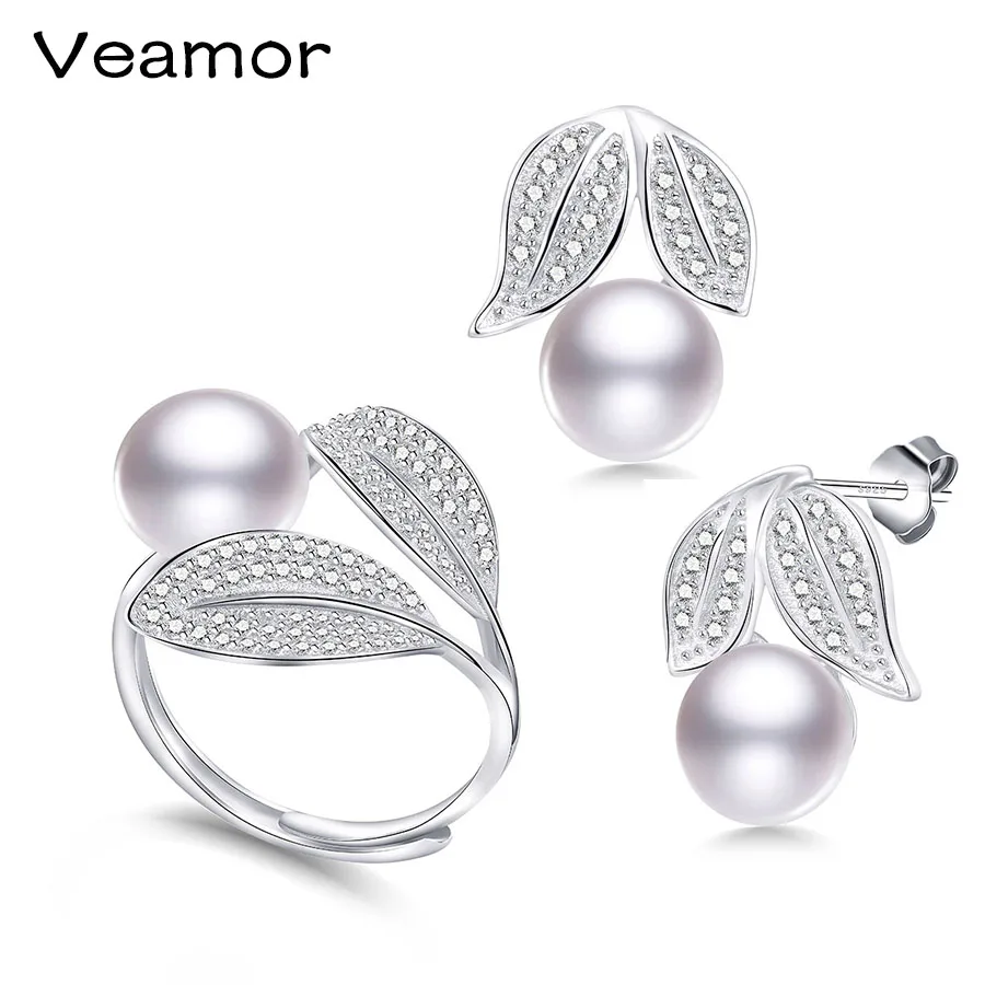 

VEAMOR Natural Purple Pink White Black Pearl Earrings Ring Sets, Natural Pearl Sets, Party Jewelry Sets For Woman