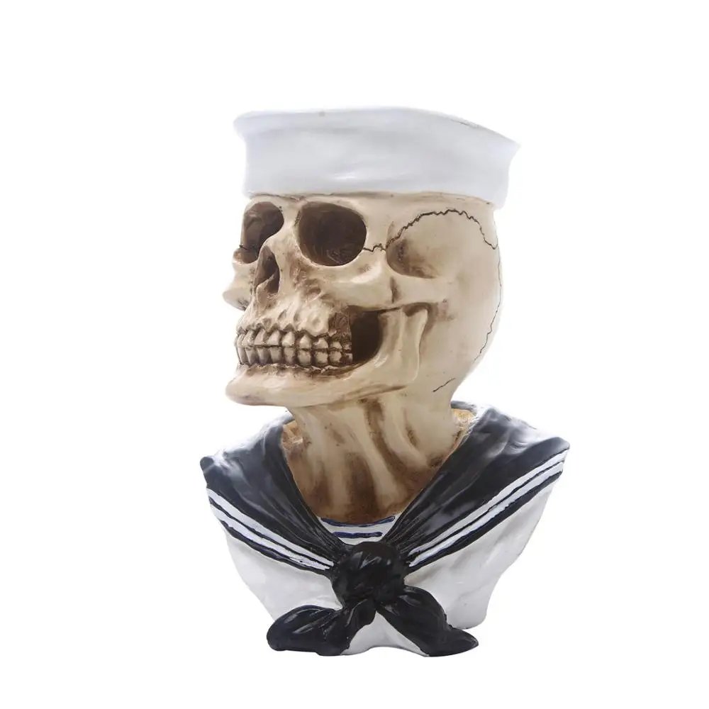 Креативная Смола американская армия солдат шлем череп статуя скульптура домашний офис украшение стола орнамент подарок на день рождения Хэллоуин - Цвет: Белый