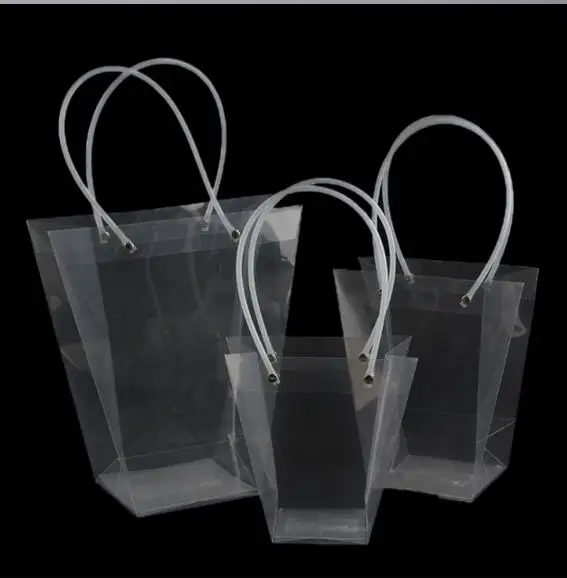 10pcs/lot 4 Sizes Clear Waterproof PP Material Transparent Plastic Shopping Bag With Handles ...