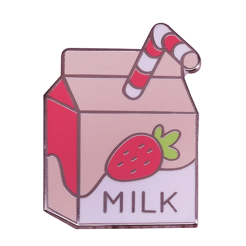 Клубничная молочная жесткая эмалированная булавка Милая молочная картонная значок Пастельная художественная брошь для напитков подарок детям друзьям креативный аксессуар