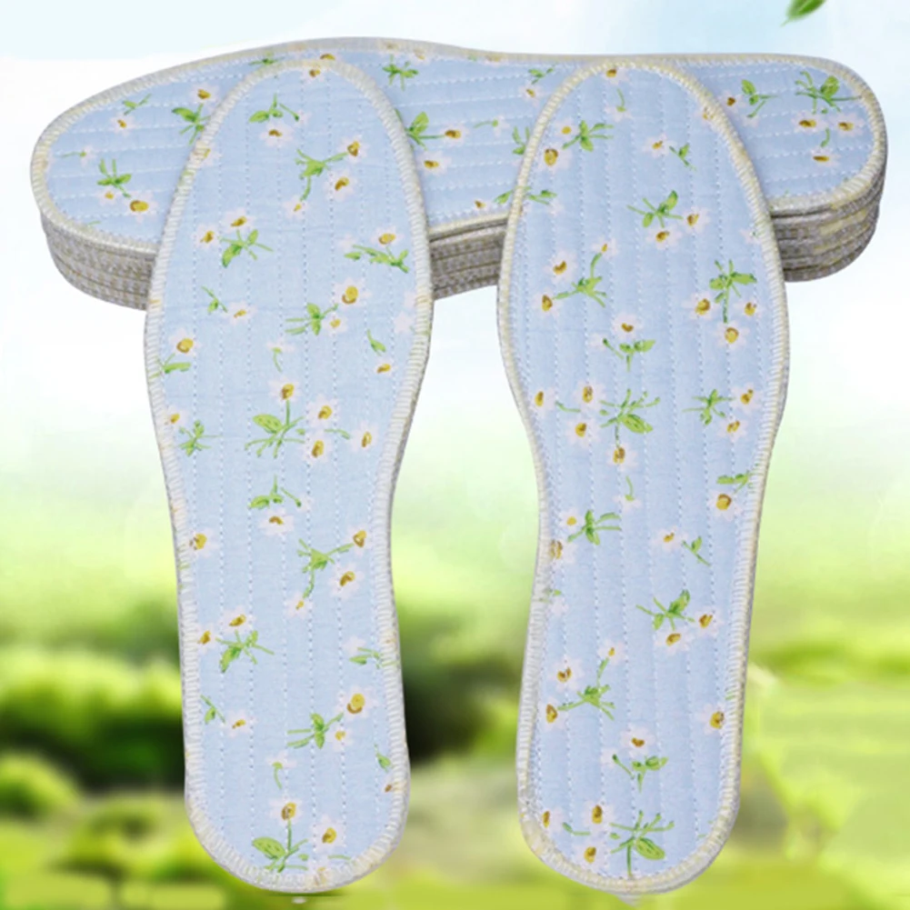 1 пара хлопковой обуви стелька вставки дышащий пот Абсорбирующая стелька летние цветочные удобные тонкие ароматизированные стельки