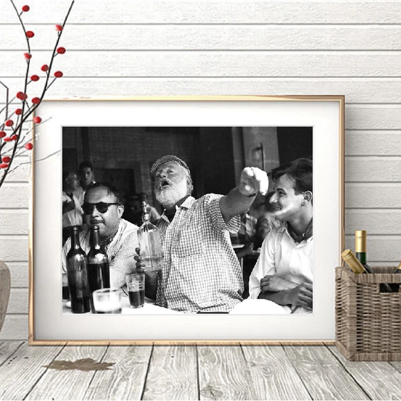 

Ernest Hemingway Print Photo Poster Writer Gift Vintage Photograph Drinking Drunk Key West Bar Wall Art Decor Canvas Painting