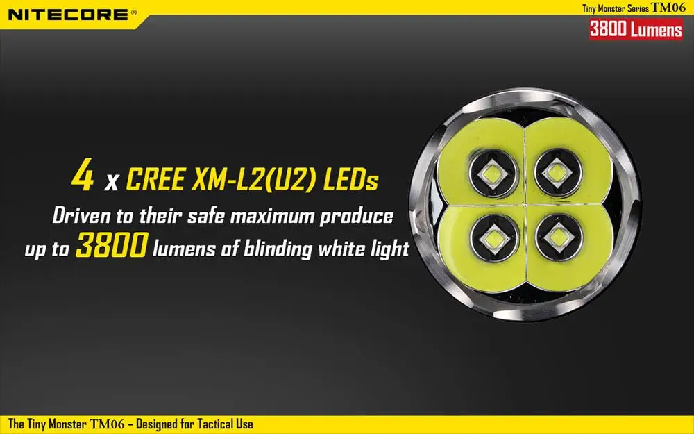 Nitecore tm06 легкий фонарик 4 * CREE xml2 U2 LED 3800 люмен 334 м расстояние мощный блики факел 4*18650 литий-ионный Батарея