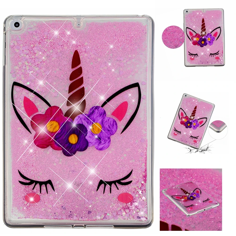 

Luxury Liquid Glitter Case For Apple iPad Air 1 iPad5 Case Fashion Glitter Cartoon Soft Silicon Cover For iPad Air 1 Case
