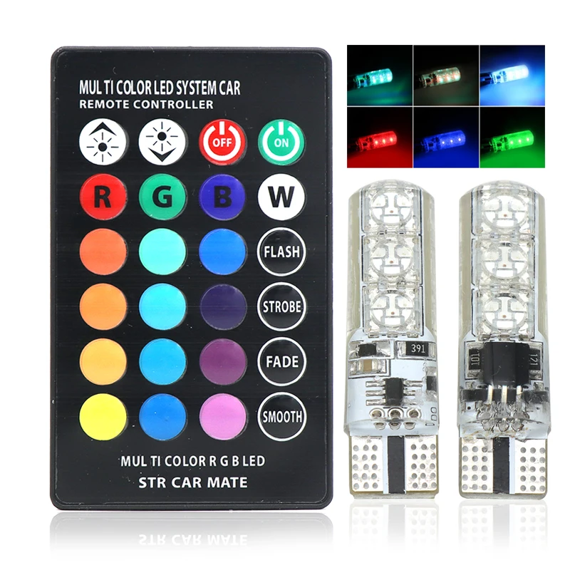 2 шт./компл. 5050 SMD RGB светодиодный T10 194 168 W5W автомобильный клиновидный светильник
