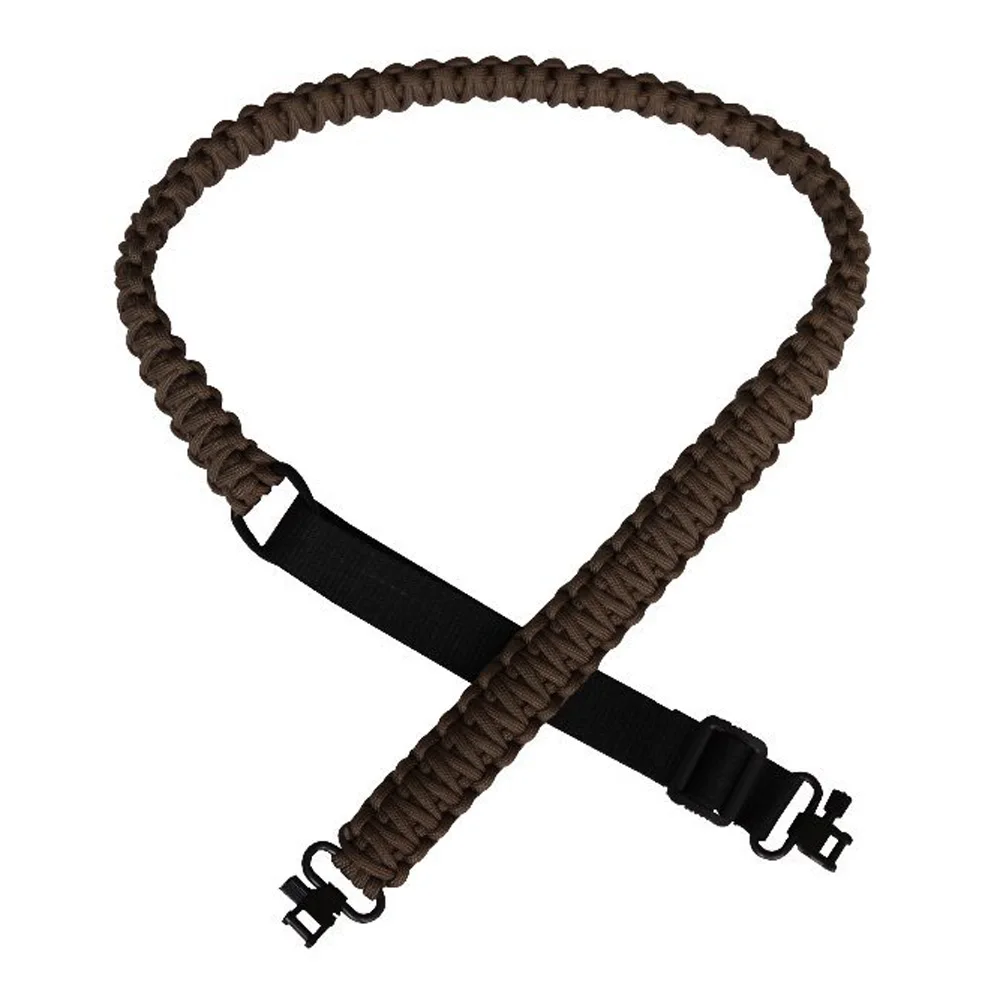 Khaki Adjustable Paracord Gun Sling With 1" 2Pcs Swivel Narrow Camo