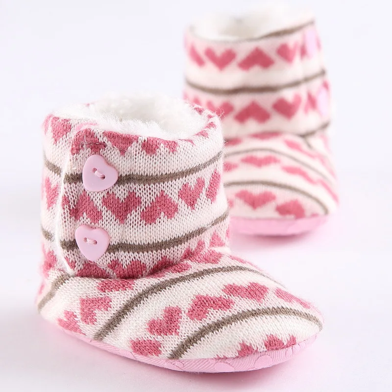 Зимние детские ботинки; Теплая обувь для малышей; обувь для девочек; вязаная однотонная детская обувь для новорожденных