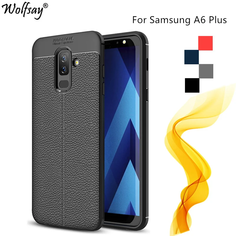Wolfsay Para Las Capas Samsung Galaxy A6 Plus Caso Litchi Patr n De 