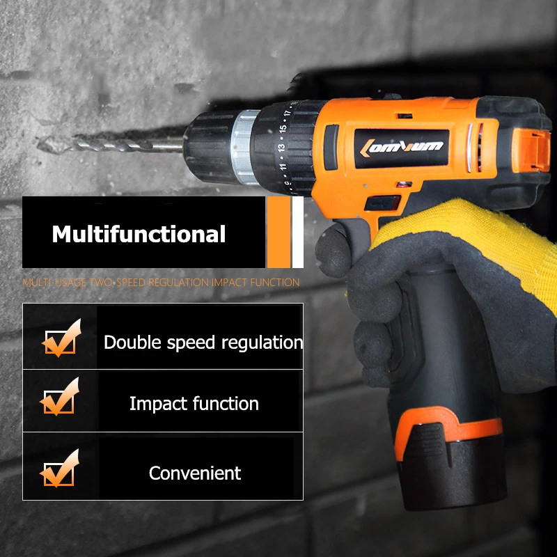 

16V Lithium Battery Electric Screwdriver Drill Wood Bit Driver Hand Power Tool Electric Cordless Drill Driver