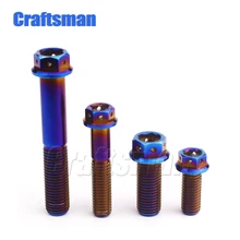 Parafusos de freio a disco para motocicleta ti m10, parafusos de titânio queimado, cor azul hexagonal, parafusos ti, motor, 1 peça fixador,