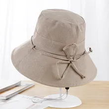 Новое поступление; летняя однотонная хлопковая складная шляпа; Летняя женская уличная модная Солнцезащитная Повседневная Панама; ACF02